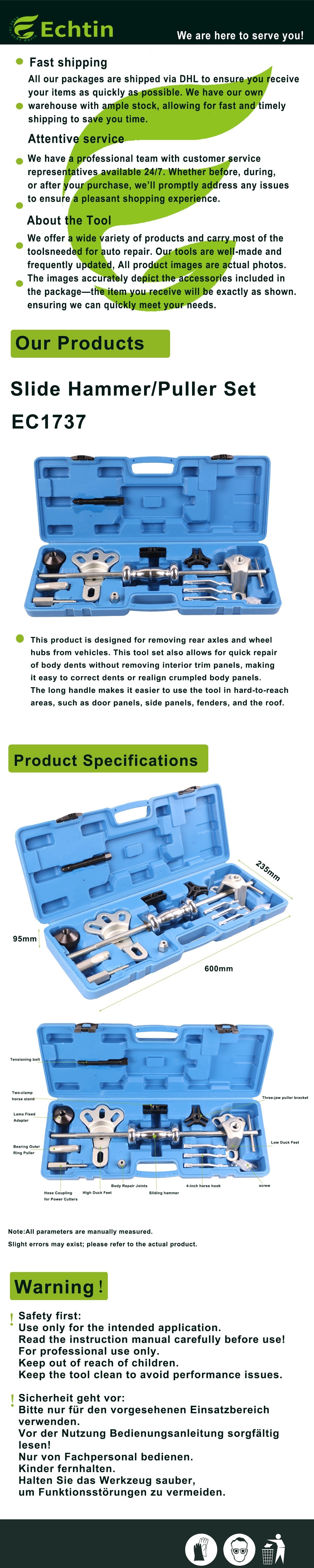 echtools EC1737 Universal Gleithammer Abzieher Satz 4-5 Loch Radnaben Ausdrücker Auch Karosserie