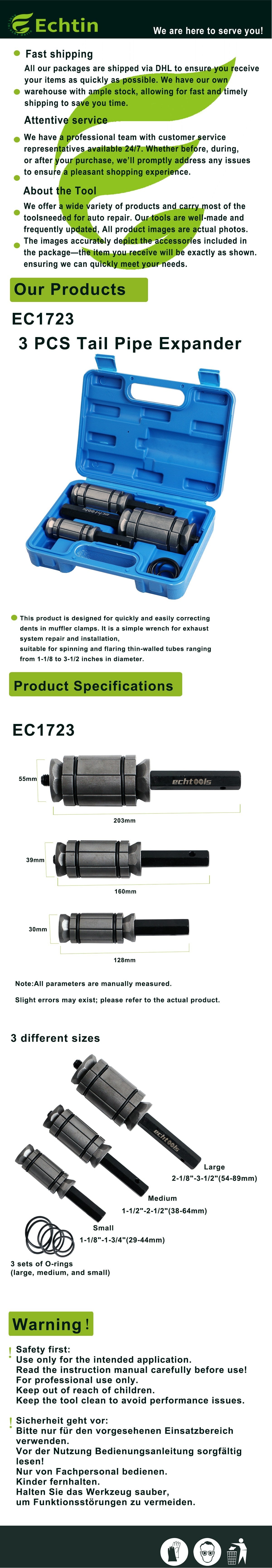 echtools EC1723 Rohrweiter Set 29-89mm Auspuff Rohraufweiter Rohrexpander Rohrspreizer