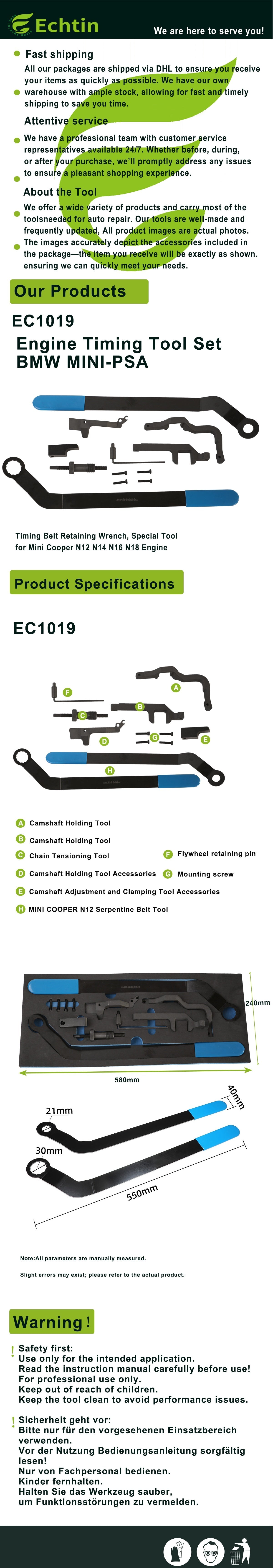 echtools EC1019 Motoreinstellwerkzeug Mini-Keilrippenriemen-Werkzeug für BMW Mini Cooper N12, N14, N16 und N18