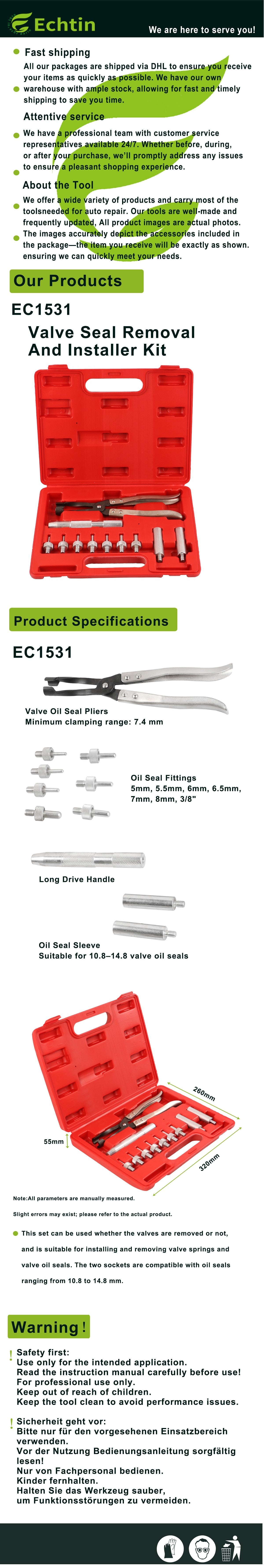 echtools EC1531 Ventilschaftdichtung Zange Ventildichtring Montage Werkzeug Set Ventildichtung