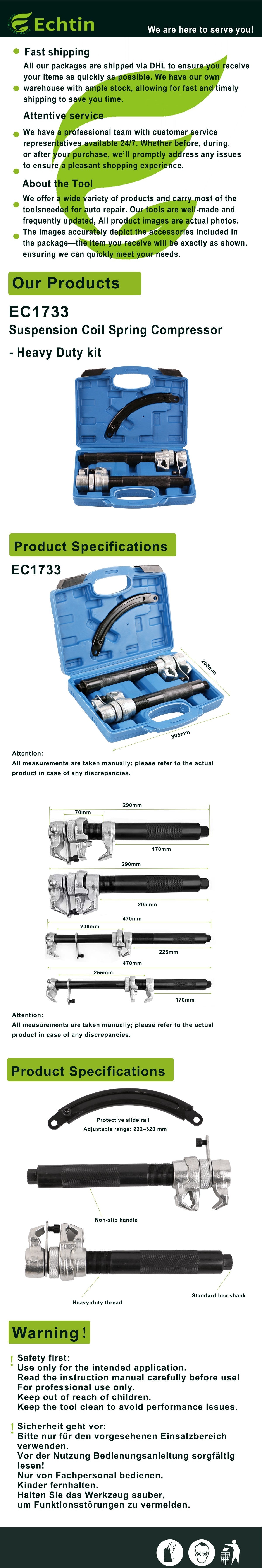 echtools EC1733 Universal Auto Spule Federkompressor Werkzeug Kit Set Spanner Vorderachse Hinterachse