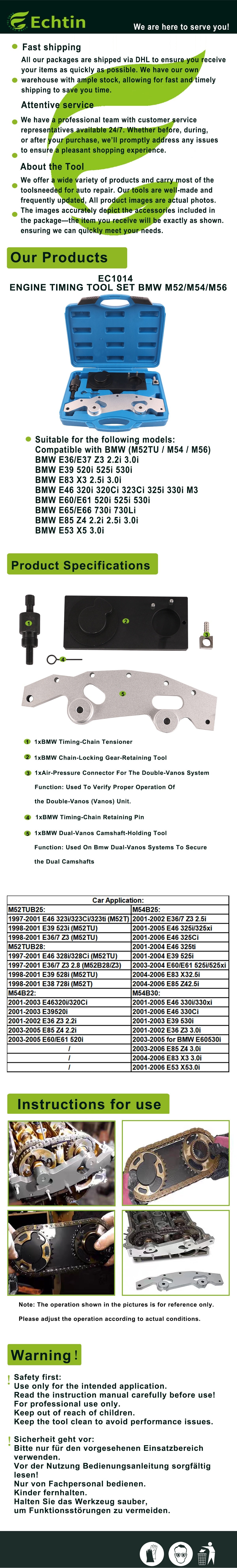 echtools EC1014 Motor-Einstellwerkzeug für BMW M52TU/M54/M56