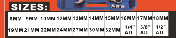 Ratschenschlüssel Satz 8-32mm Maul Ring Ratsche Schlüssel 17 tlg Include 3 AD2