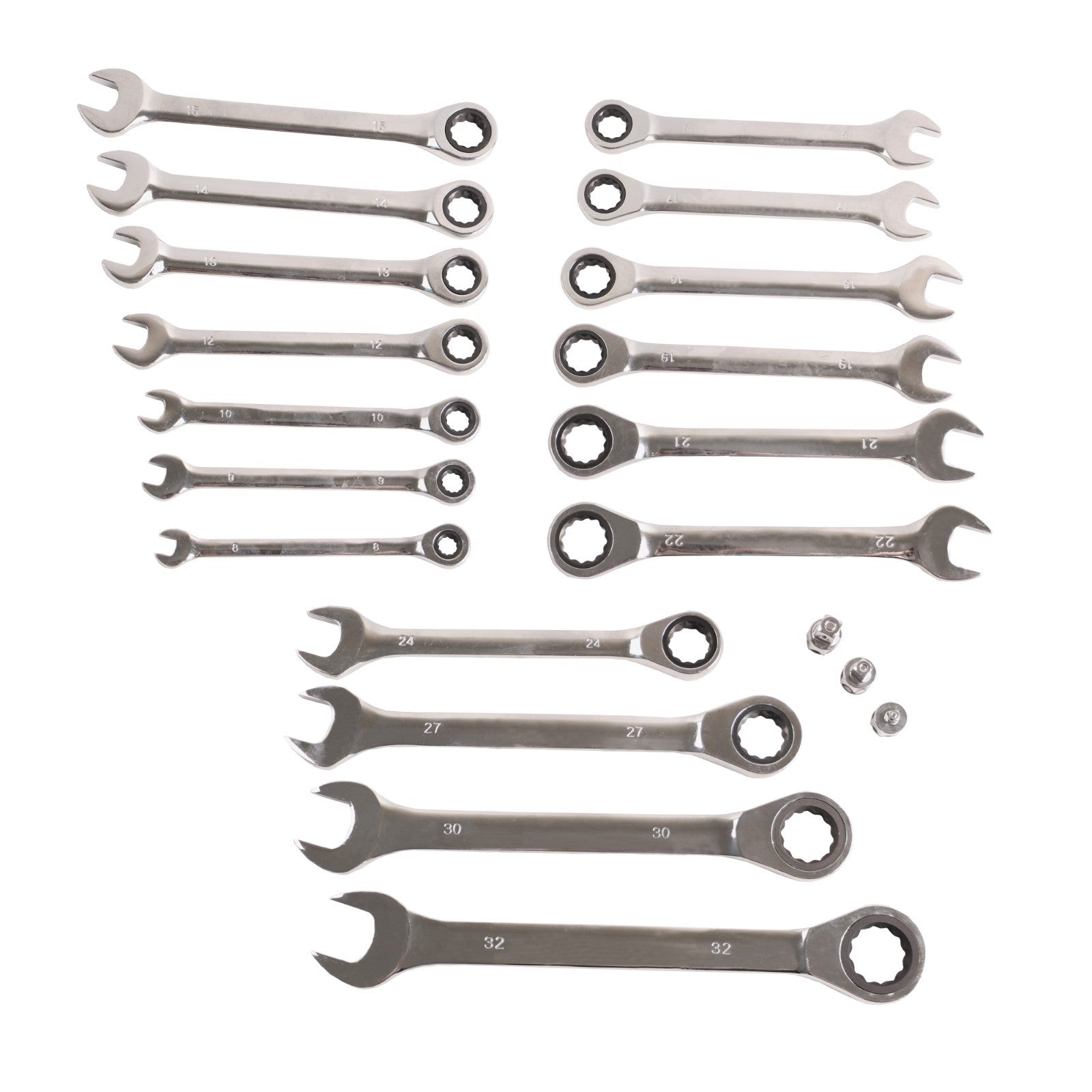 Ratschenschlüssel Satz 8-32mm Maul Ring Ratsche Schlüssel 17 tlg Include 3 AD1