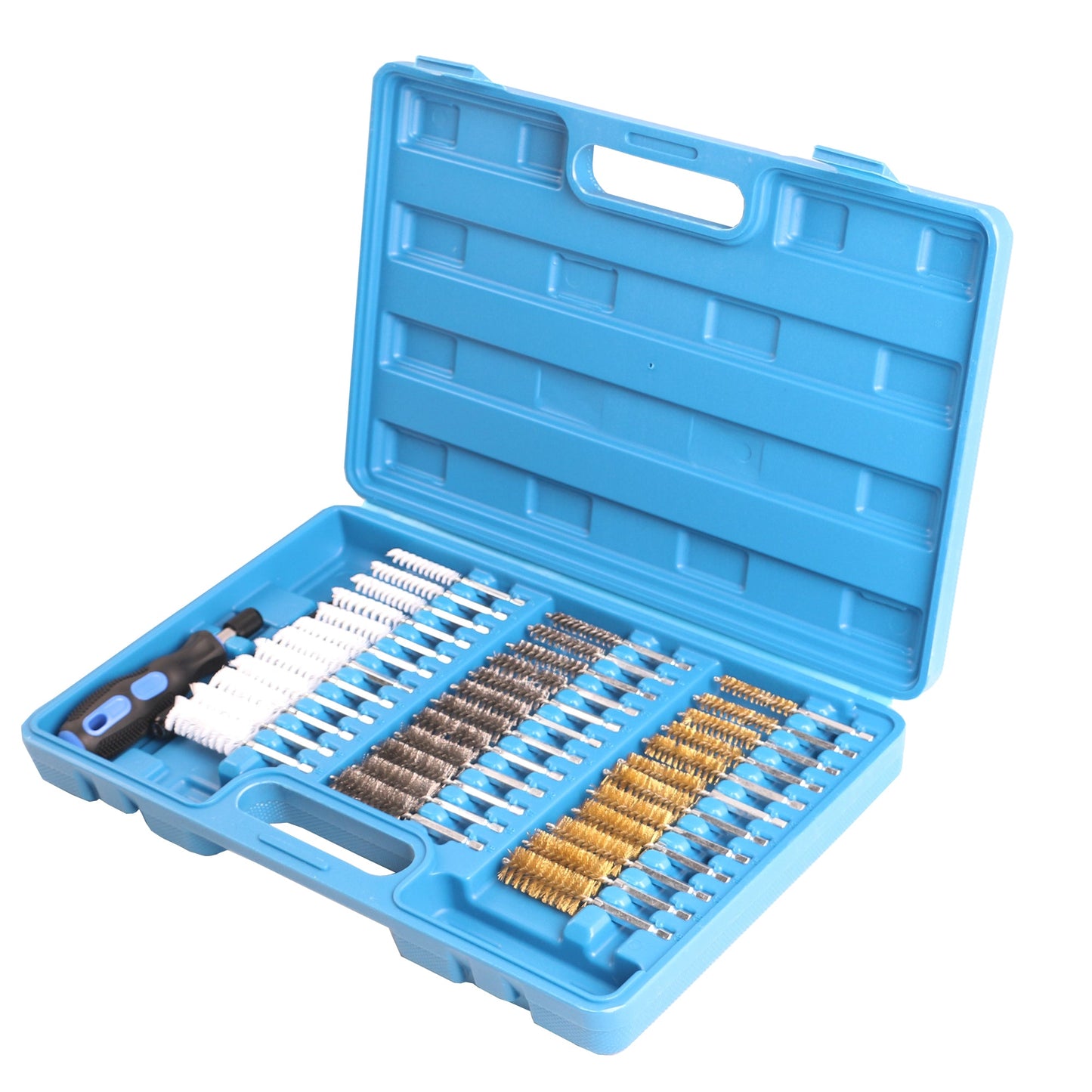 echtools EC1406 38 tlg. Rundbürsten-Set Bohrlochbürsten Nylon Messing Stahl Bürsten Satz
