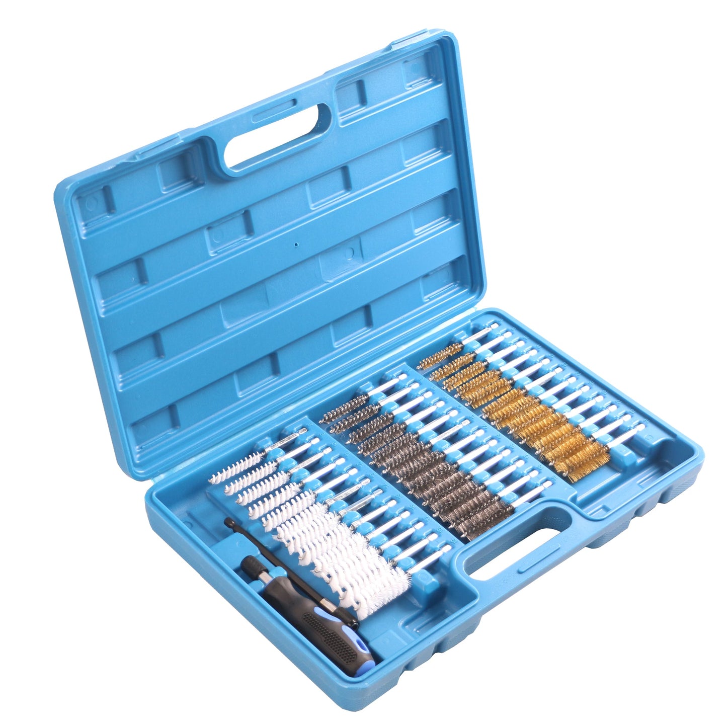 echtools EC1406 38 tlg. Rundbürsten-Set Bohrlochbürsten Nylon Messing Stahl Bürsten Satz
