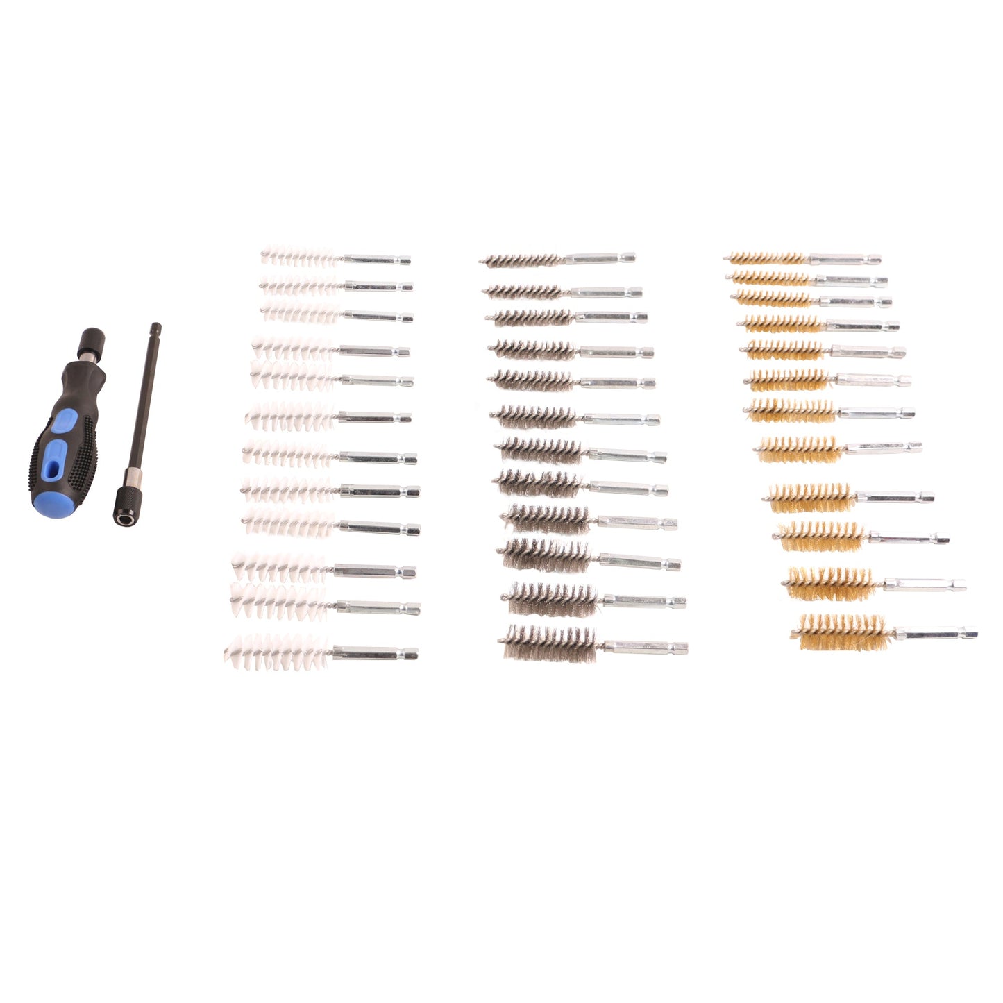 echtools EC1406 38 tlg. Rundbürsten-Set Bohrlochbürsten Nylon Messing Stahl Bürsten Satz