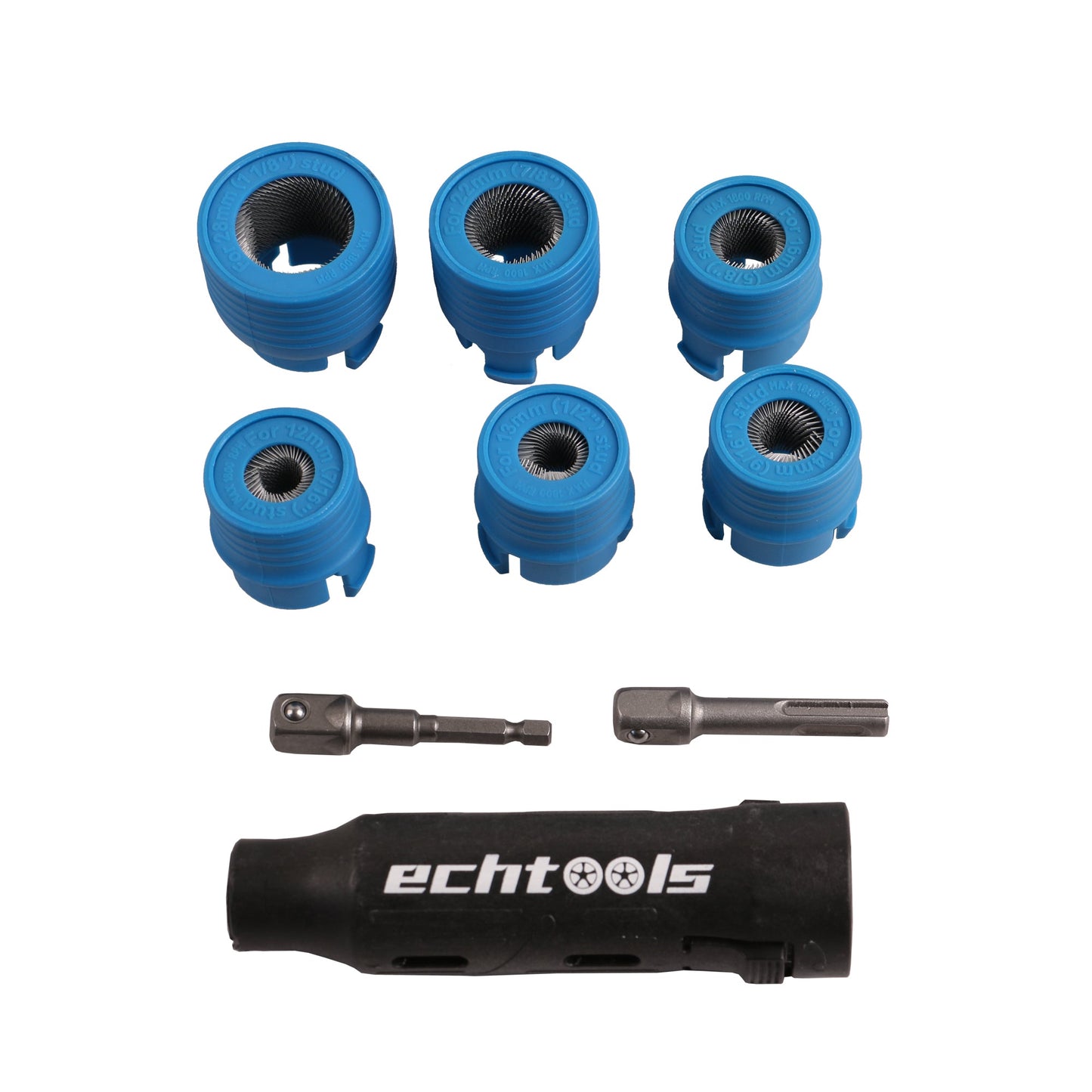 echtools EC1452 Radbolzen-Reinigungswerkzeug-Set 9-tlg. 1/2" mit M12 M13 M14 M16 M22 M28 Bürsten