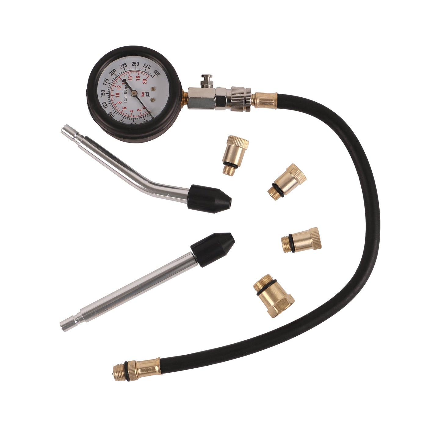 echtools EC1511 Benzinmotor-Kompressionstester 0-20bar mit M10, M12, M14, M18 Adaptern