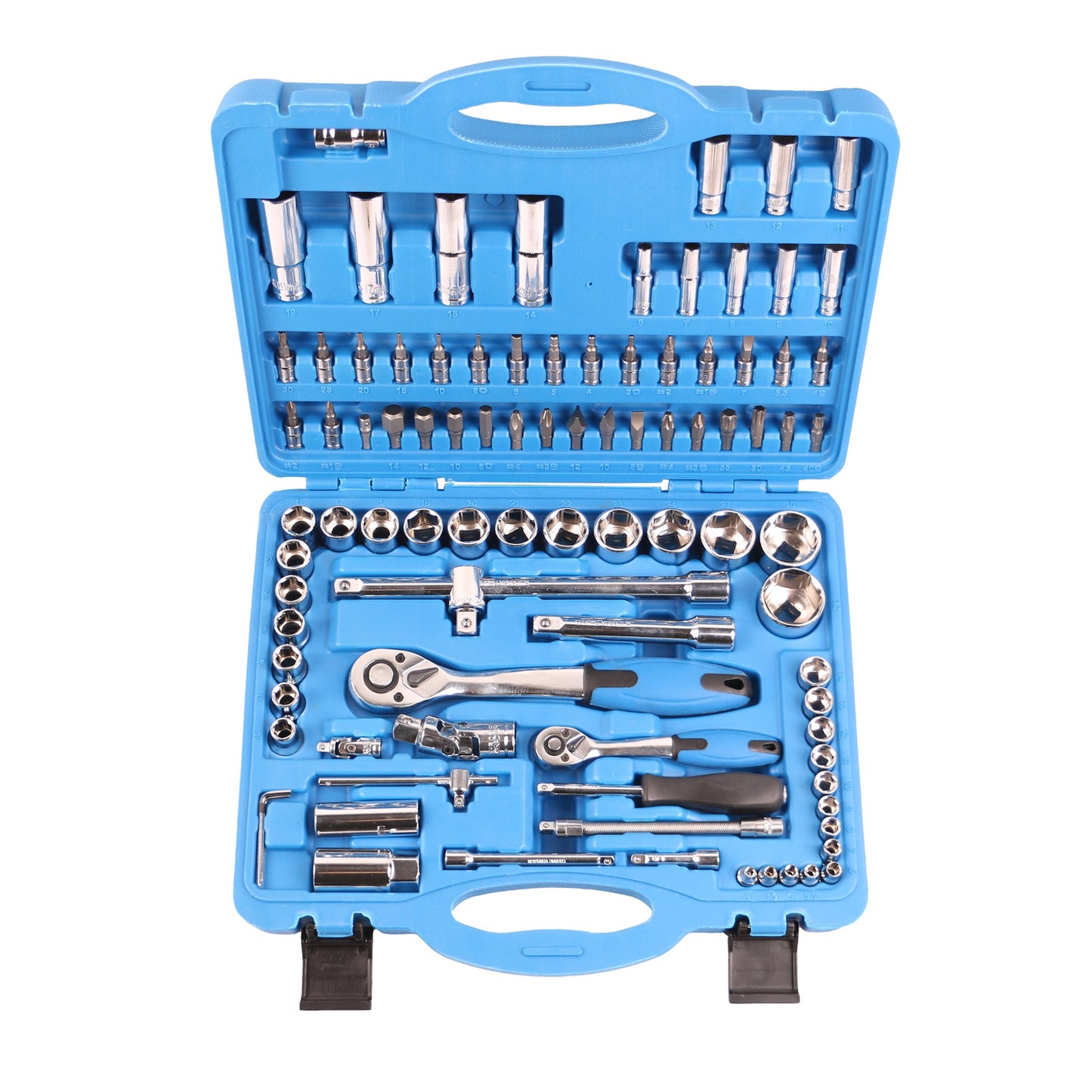 echtools EC2007 94tlg. 1/4 & 1/2 Zoll Bohrer Steckschlüssel-und Schraubenschlüssel-Set CR-V Werkstatt Garage